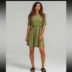 Cotton wrap front tshirt dress
